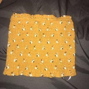 yellow ruched tube top